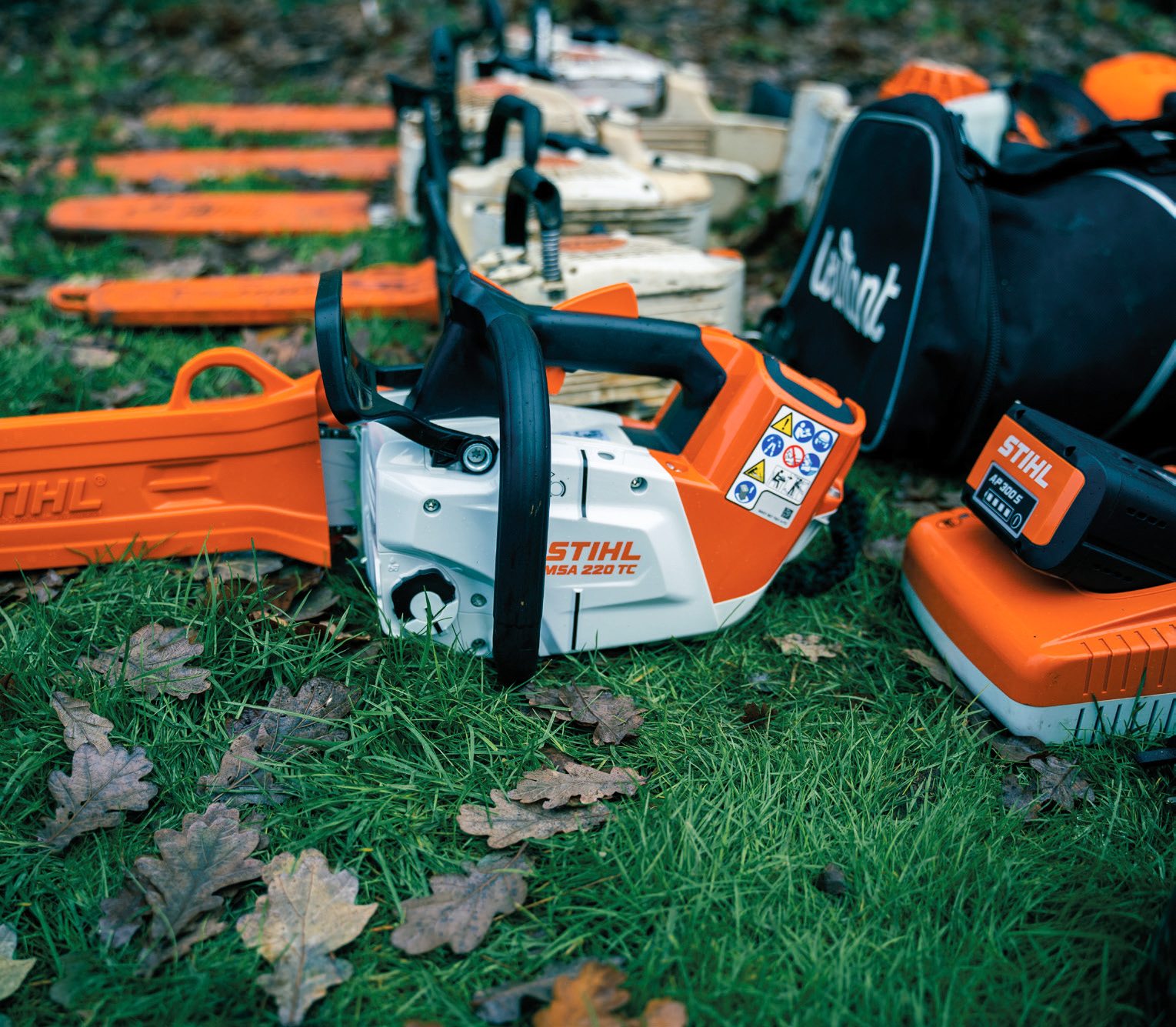 Stihl MS 220T and charging system.