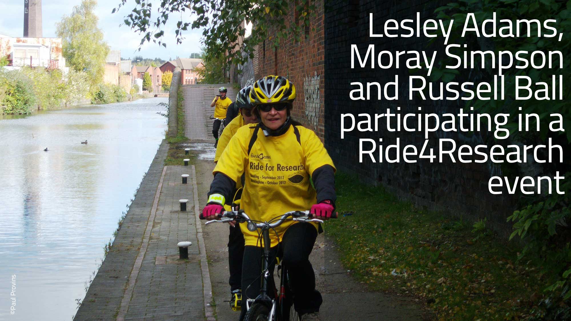 Lesley, Moray Simpson and Russell Ball participating in a Ride4Research event