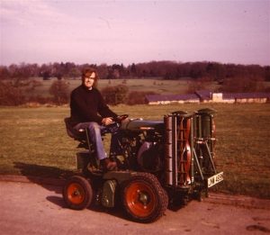 John O’Conner back in 1970s using a knapsack sprayer and triple mower
